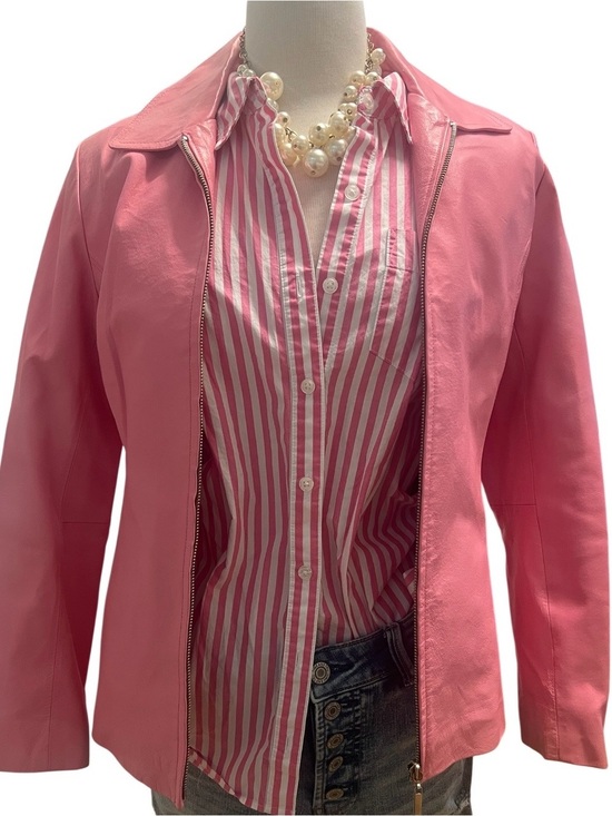 authentic shaver Lake outerwear￼ Jackets & Blazers - Women’s Barbie, pink Leather Jacket - Classic Zip Front